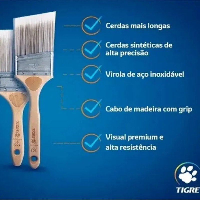 Pincel Pintura Profissional Angular Sintético Tigre 2.1/2