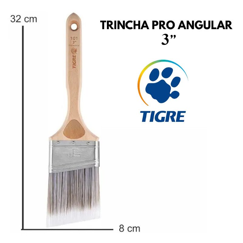 Pincel Pintura Profissional Angular Sintético Tigre PRO 3