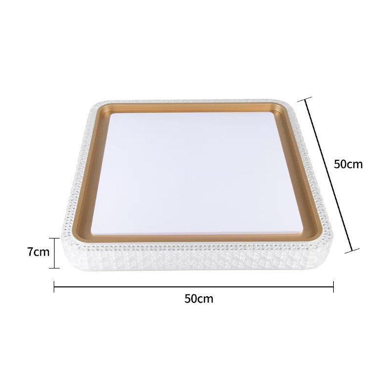 Plafon Led Cristal Kenle Quadrado 36w luz ajustável dourado