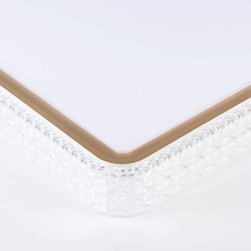 Plafon Led Cristal Kenle Quadrado 36w luz ajustável dourado