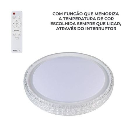 Plafon Led Kenle Redondo 50cm 36w 3k/4k/6.5k Branco Nordecor