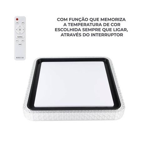 Plafon Led Quadrado Kenle 50cm 36w 3k/4k/6.5k Bivolt Preto
