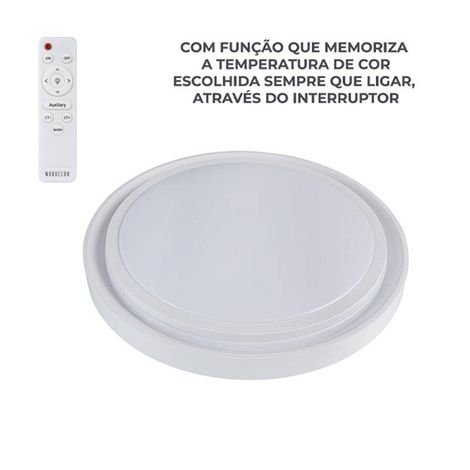 Plafon LED Zony Red 50cm 36W 3K/4K/6.5K BR Controle Remoto