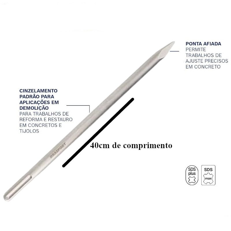 Ponteiro Martelete Encaixe Sds Max 400mm Reforçada Brasfort