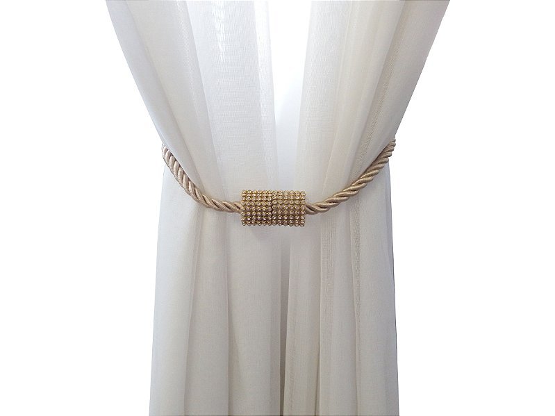 Prendedor Cortina Abraçadeira Strass Moderno Com Imã Fendi