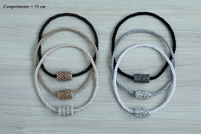 Prendedor Cortina Abraçadeira Strass Moderno Com Imã Fendi
