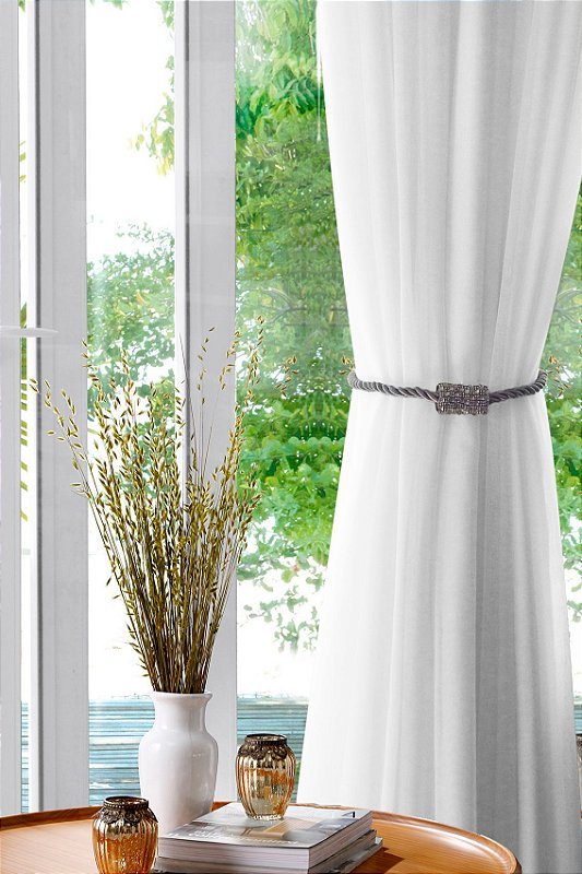 Prendedor Cortina Abraçadeira Strass Moderno Com Imã Prata