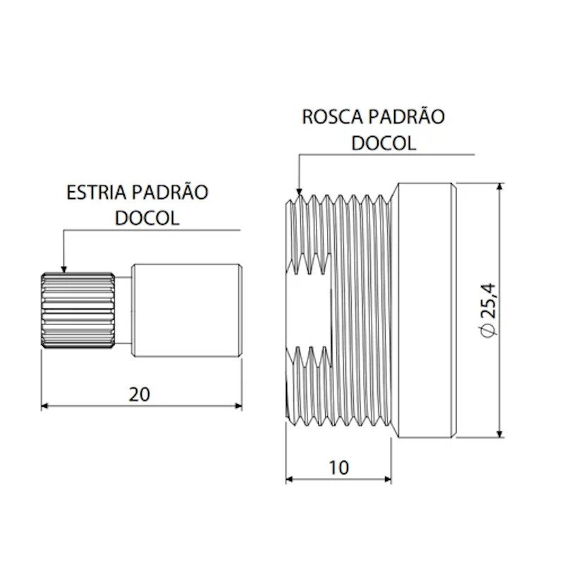 Prolongador Registro Gaveta e Pressão compatível Docol 10mm