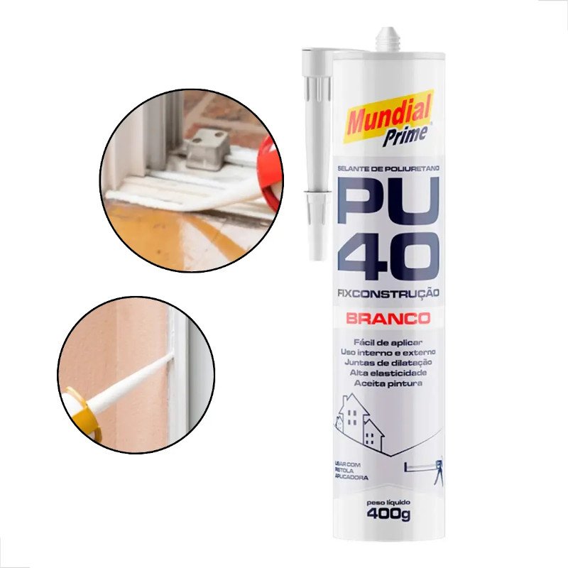 Pu 40 Selante Poliuretano Mundial Prime FLEX 400g Branco