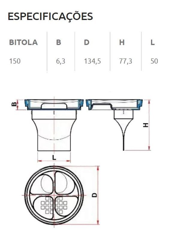 Ralo Anti Espuma Anti mau Cheiro e Insetos DN 150mmTigre