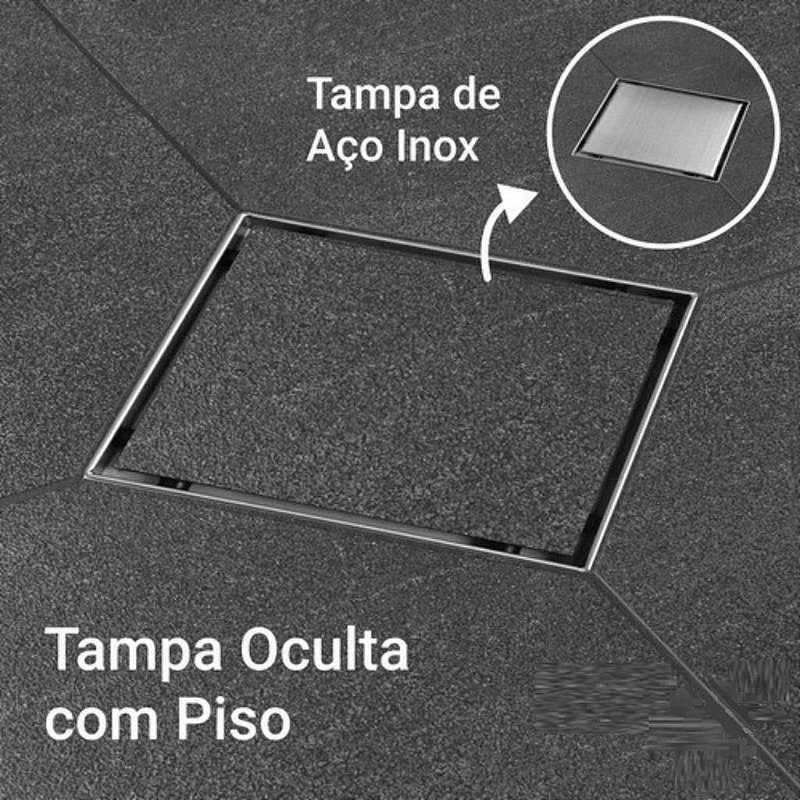 Ralo Invisivel Oculto Duplo Inox 10 x 10 cm Flux Hidro