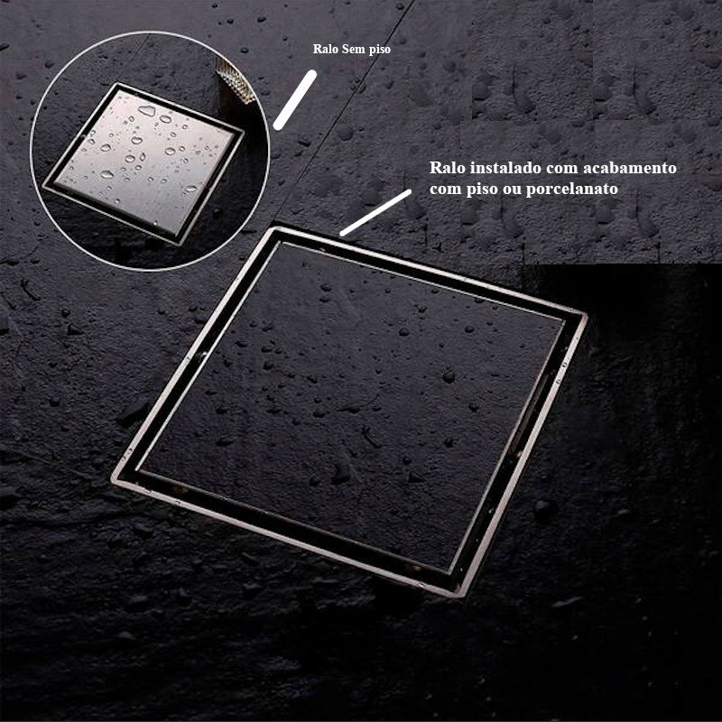 Ralo Oculto Invisível Duplo Inox 15x15 Anti Inseto Anti odor