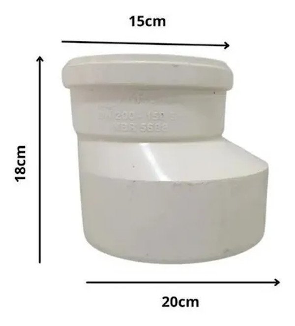 Redução Esgoto Excêntrica Pvc 200 x 150mm 1° Linha - Shiva