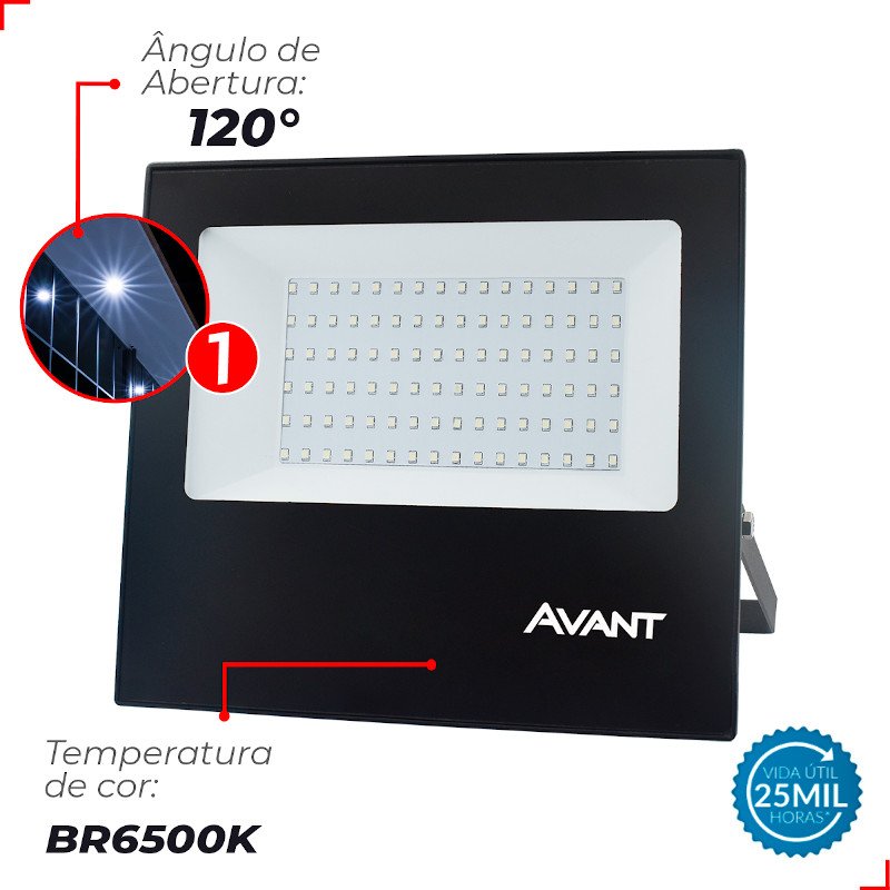 REFLETOR LED SLIM 200W 6500K BIVOLT EXTERNO RESISTENTE AVANT
