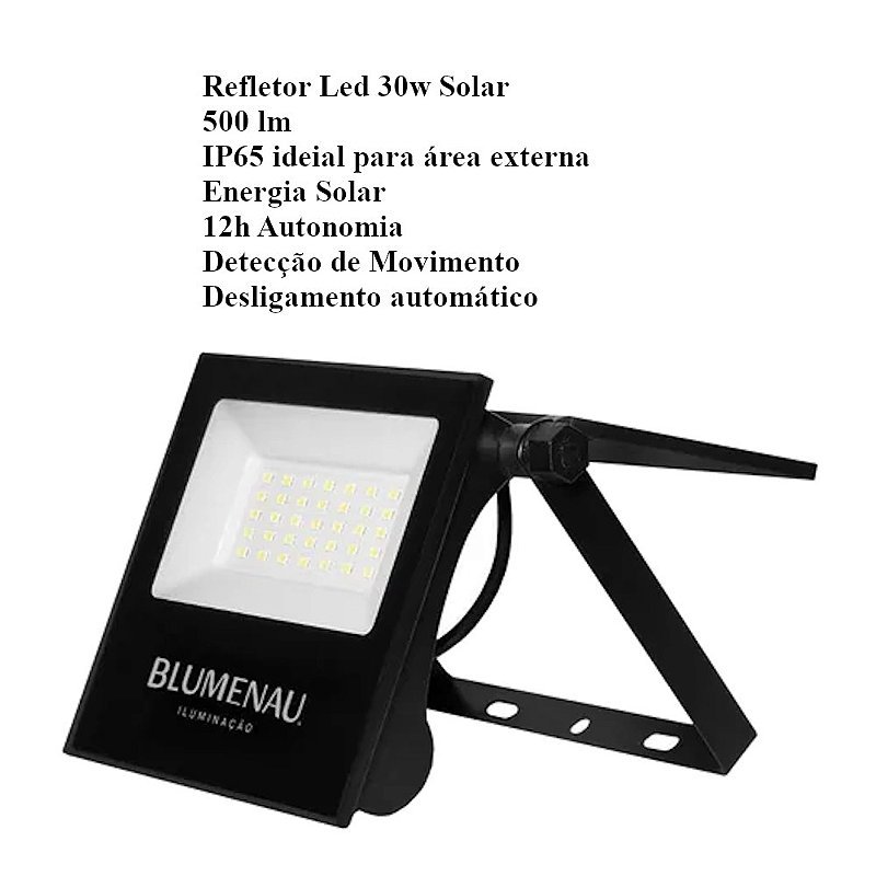 Refletor LED Solar 30W play Alumínio Bivolt IP65 6500K PT