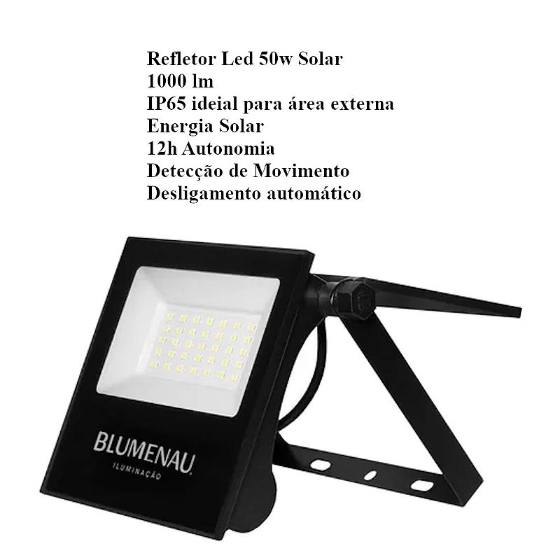 Refletor LED Solar 50w play Alumínio Bivolt IP65 6500K PT
