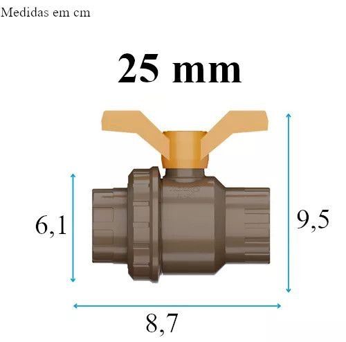 Registro Esfera Soldavel c\ União 25mm tubo Pvc liso Tigre