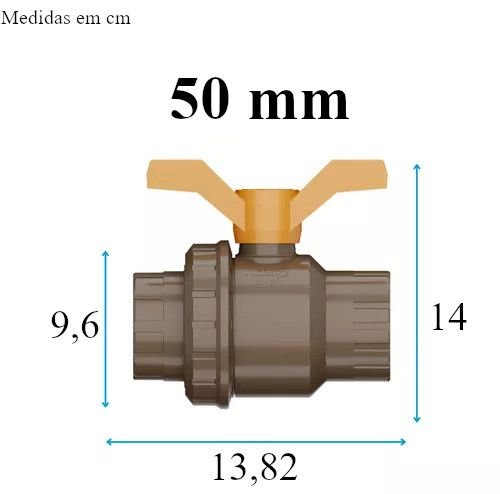 Registro Esfera Soldavel c\ União 50mm tubo Pvc liso Tigre