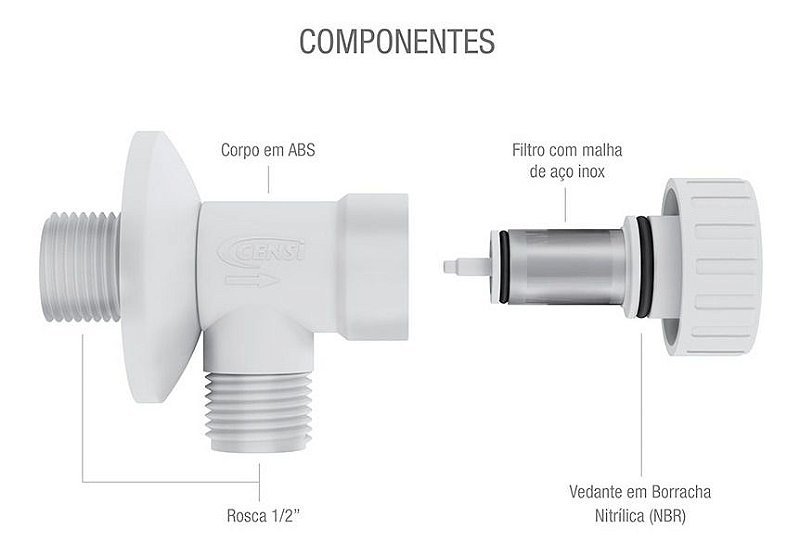 Registro Regulador De Vazão Com Filtro Abs Branco 1/2 Censi