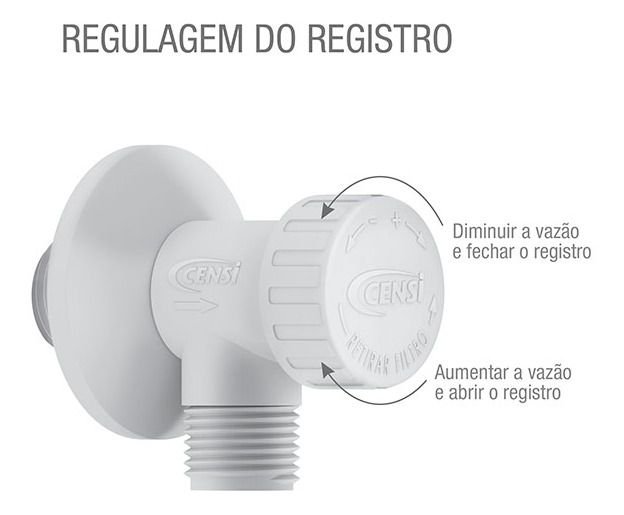 Registro Regulador De Vazão Com Filtro Abs Branco 1/2 Censi