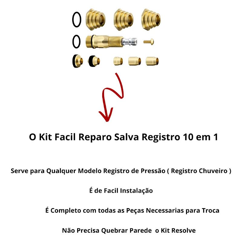 Reparo Chuveiro Universal Salva Registro Pressão Kit 10 X 1