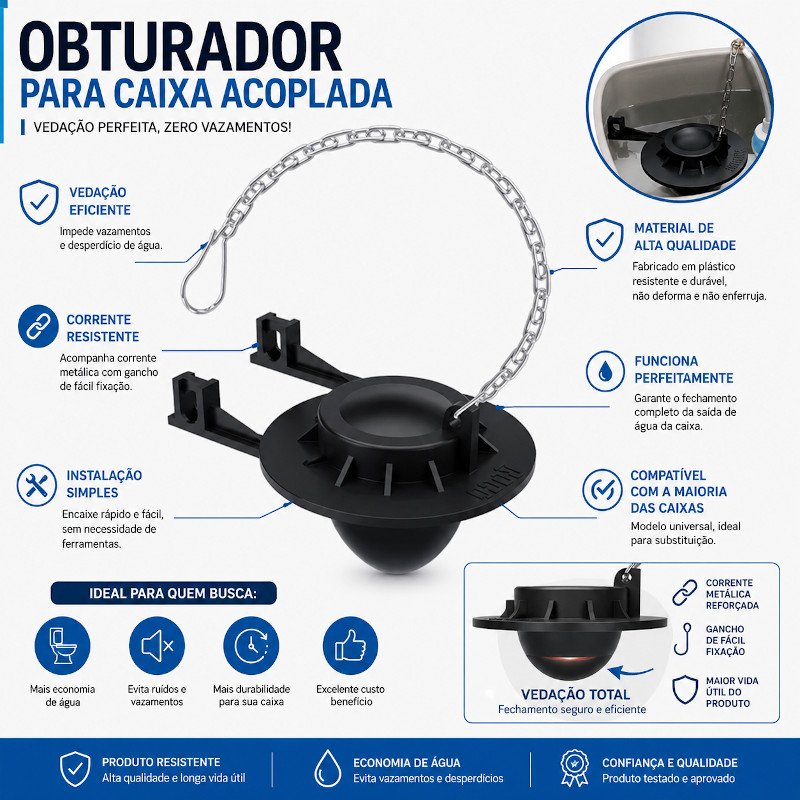 Reparo Obturador Saída caixa acoplada c\ corrente universal