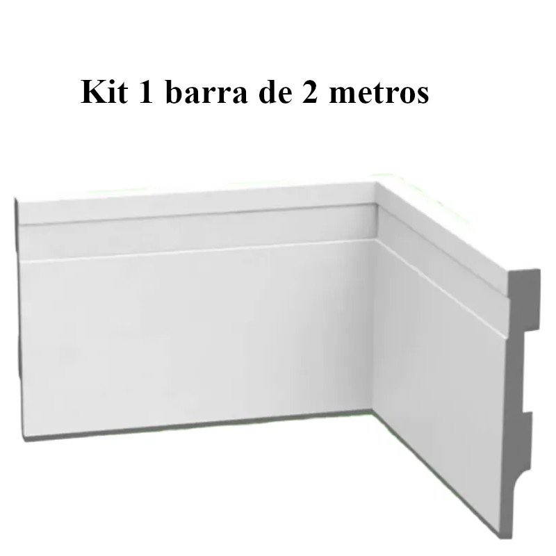Rodapé Decorativo Poliestireno Frisado Slim 7 cm 2 Metros