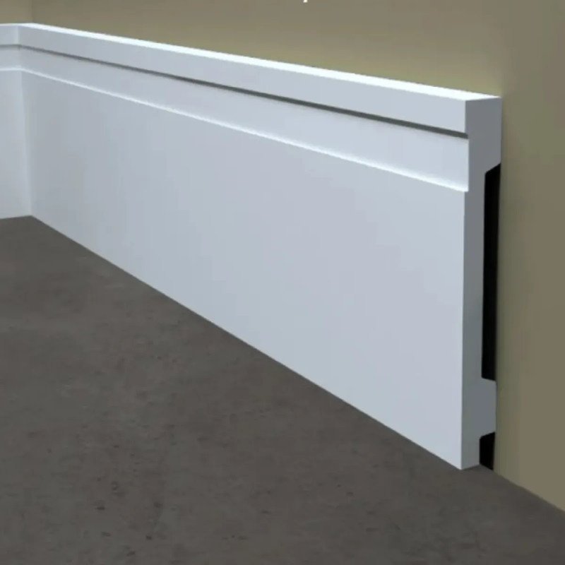 Rodapé Decorativo Poliestireno Frisado Slim 7 cm 2 Metros