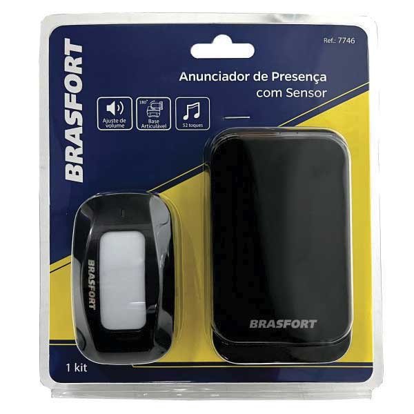 Sensor de presença Anunciador c\ alarme 100 metros brasfort