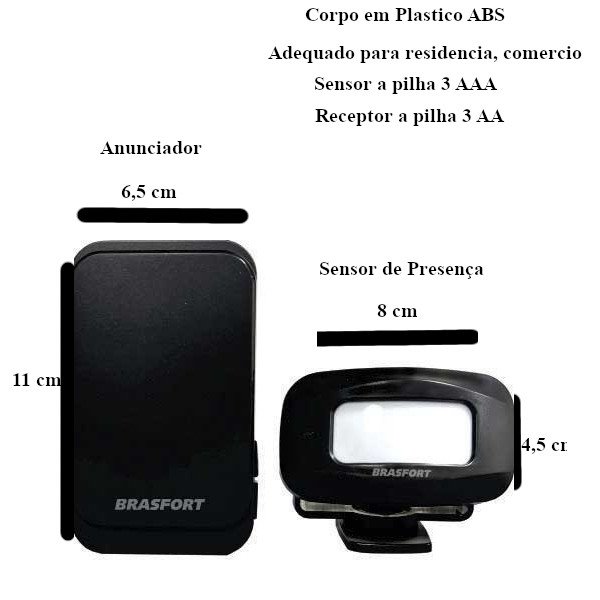 Sensor de presença Anunciador c\ alarme 100 metros brasfort