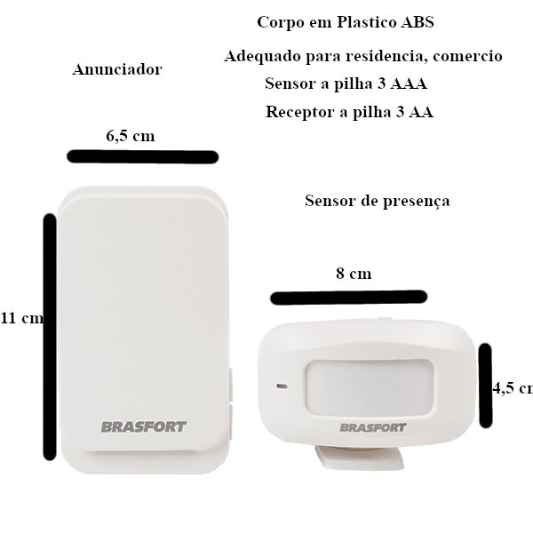 Sensor de presença Anunciador c\ alarme 100 metros brasfort