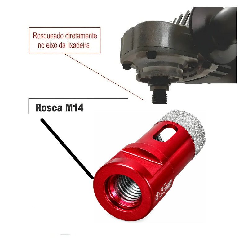 SERRA COPO DIAMANTADA ESMERILHADEIRA 25 mm ROSCA M14 CORTAG