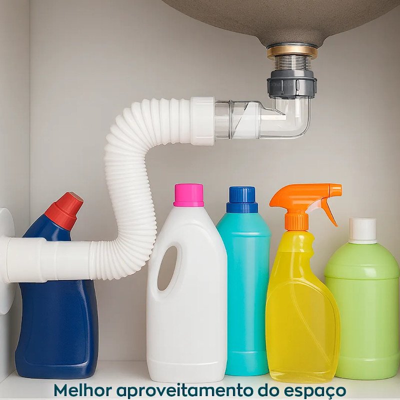 SIFÃO AUTOMATICO UNIVERSAL COMPACTO Antiodor antiinseto pia