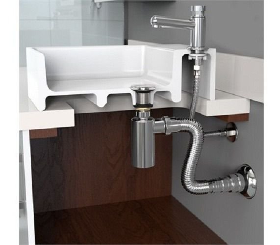 Sifão Copo Cromado Extensivo Flexivel Para Lavatorio Blukit