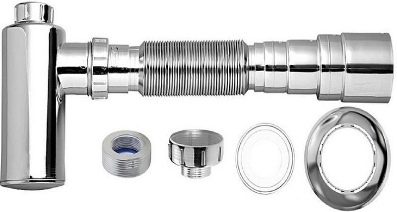Sifão Copo Cromado Extensivo Flexivel Para Lavatorio Blukit
