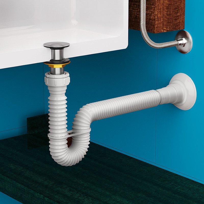 Sifão Universal Multiuso Sanfonado ajustável 69cm BR Censi