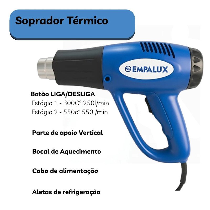 Soprador Térmico Profissional 2000w 3 Estágios Ar Qnt 220v