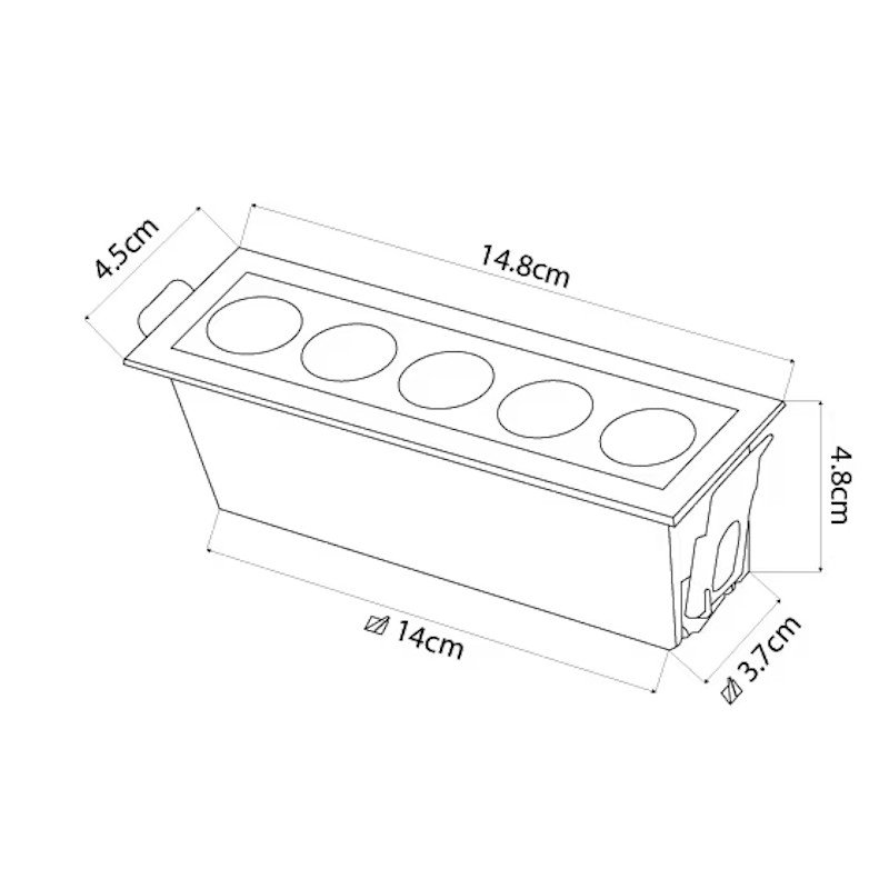 Spot Downlight Powerus Preto 5 LED 35º 10w 3000k ip20 Norde