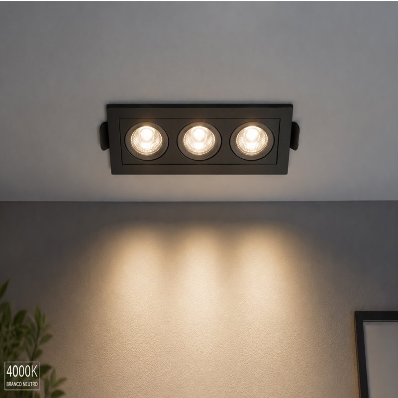 Spot Downlight Powerus Preto IRC 90 6w 4000k IP20 Nordecor