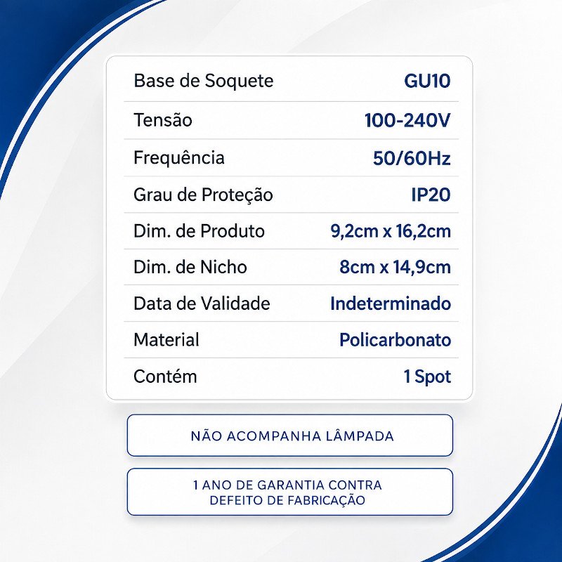 Spot Embutir Recuado Duplo Quadrado para Lâmpada MR16 GU10