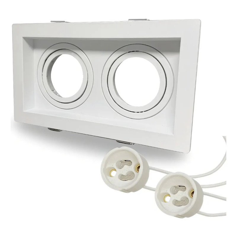 Spot Embutir Recuado Duplo Quadrado para Lâmpada MR16 GU10