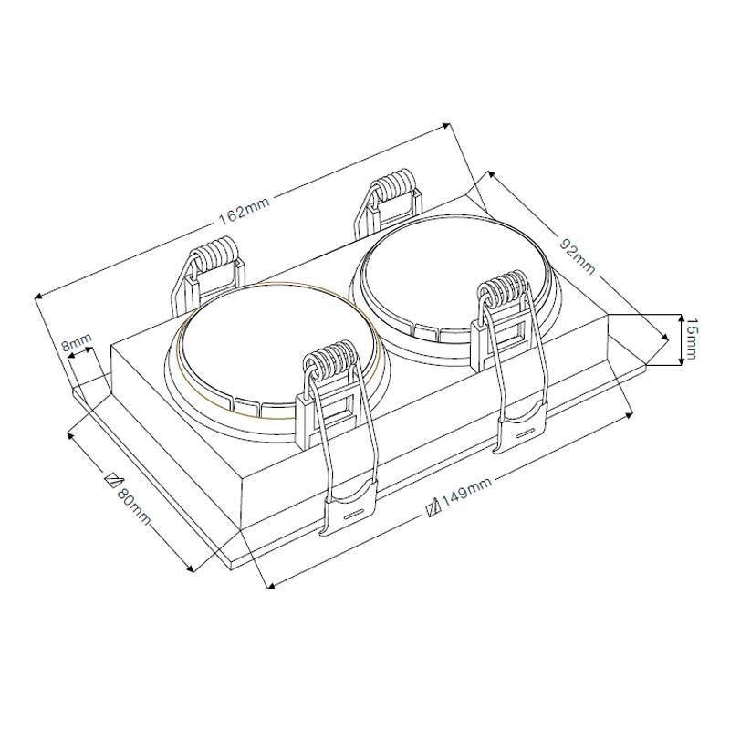 Spot Embutir Recuado Duplo Quadrado para Lâmpada MR16 GU10