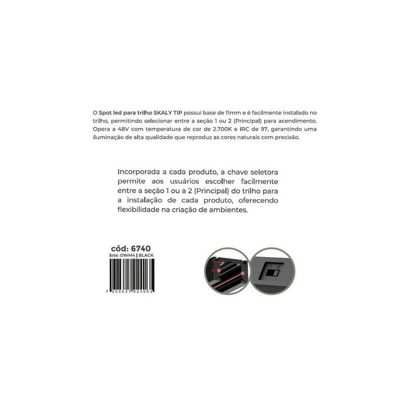 Spot Led Dir Dupla Seção Mag. SKALY RAI 24° 2700K 6W IRC97 PT