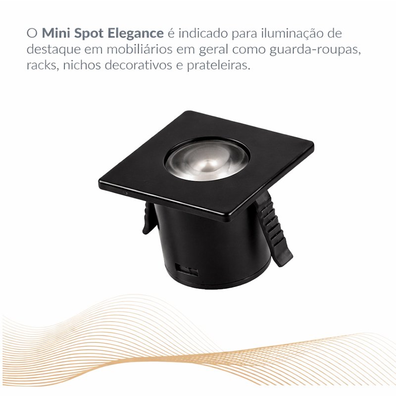 Spot Led Mini Direcionável Quadrado Embutir 1.5W 2700K PT