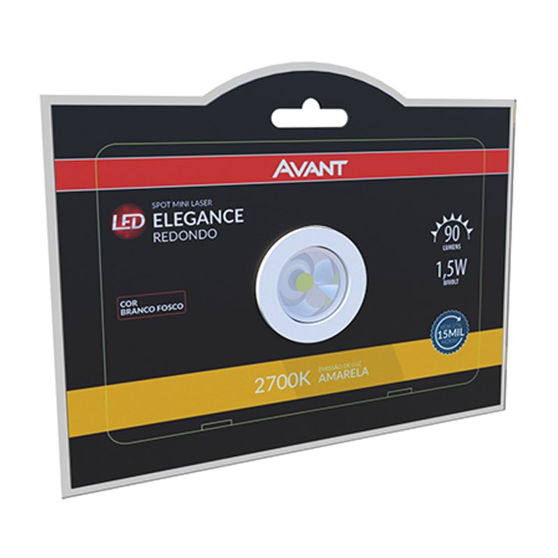 Spot Led Mini Direcionável Redondo Embutir 1.5W 2700K Branco