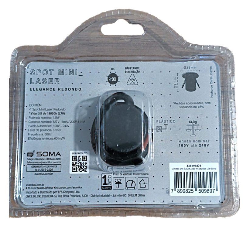 Spot Led Mini Direcionável Redondo Embutir 1.5W 2700K Preto