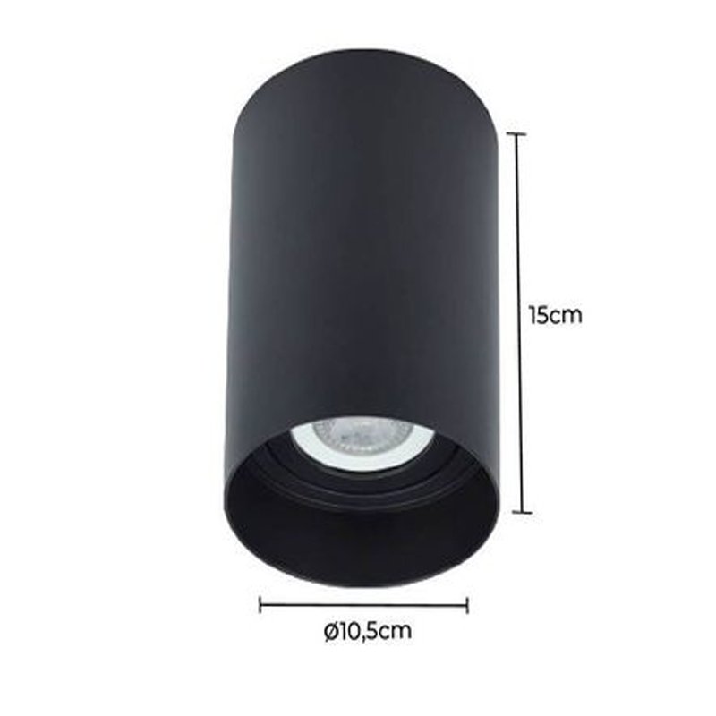 Spot Loch Redondo Sobrepor AR70 GU10 Preto Bivolt Nordecor