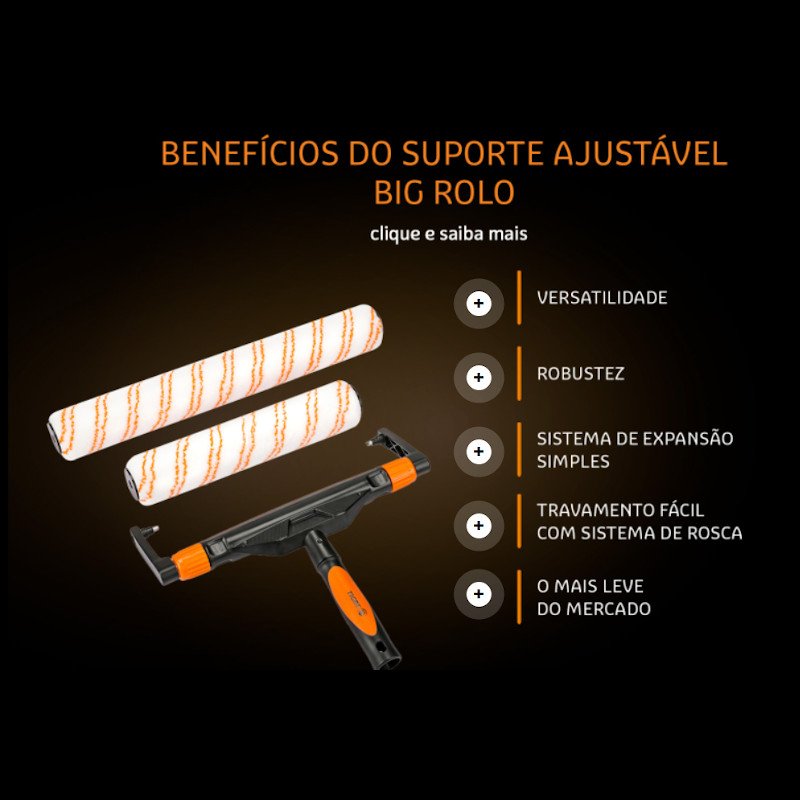 SUPORTE ROLO PINTURA AJUSTAVEL 30 A 46CM REFORÇADO TIGRE PRO