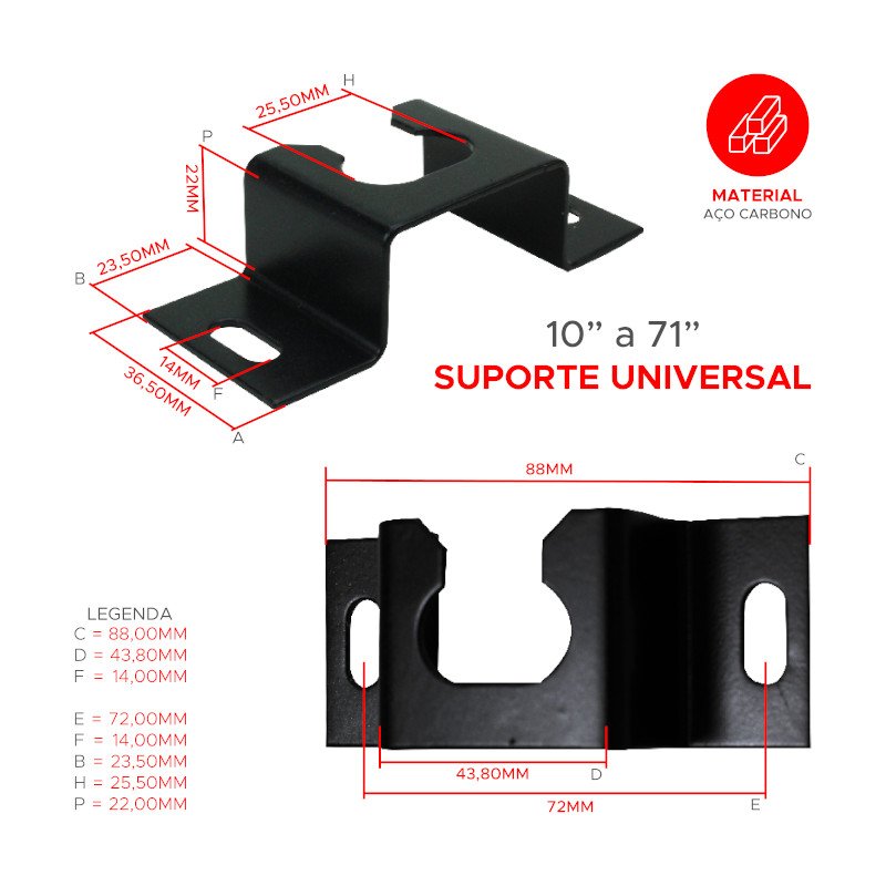 SUPORTE TV FIXO UNIVERSAL COMPACTO 10 A 85 LED LCD ATÉ 80 KG