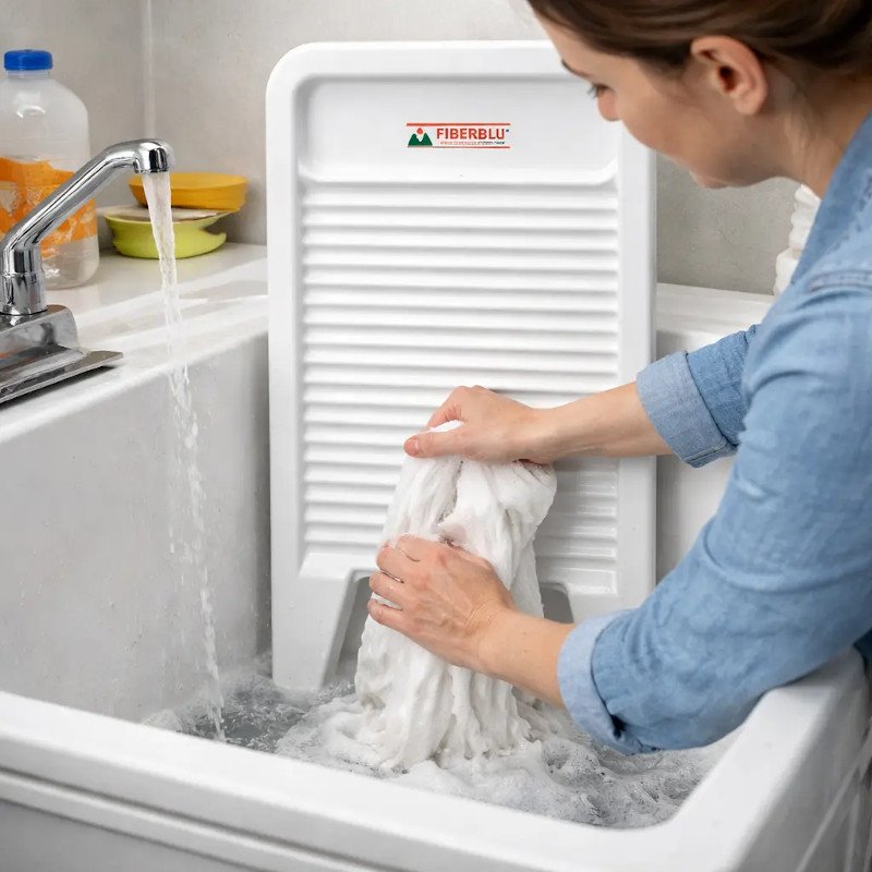 TABUA DE LAVAR ROUPA ESFREGADEIRA PARA TANQUE PVC BRANCO